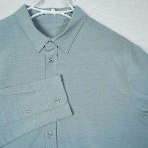 Vuori Mens Bridge Long Sleeve Button Shirt Muted Teal Blue Size Large V1002